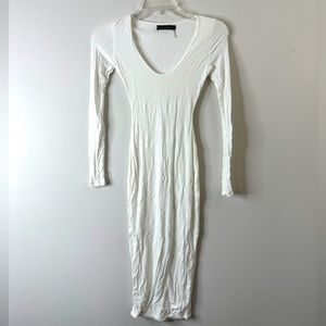 Naked Wardrobe Long Sleeve White Dress